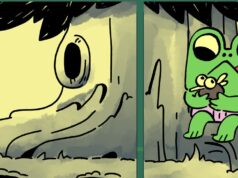 Em German Walk the Frog, vocês ficam nivelados – com post-its!