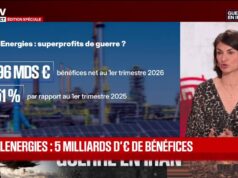 Lucros da Totalenergies: “A Total é uma grande aproveitadora da guerra e há uma necessidade urgente de bloquear os preços”, afirma Aurelie Trouvé, membro do parlamento do partido La France insoumise de Seine-Saint-Denis.