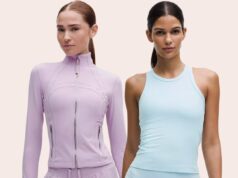 Equipamentos de treino em tons pastéis são vendidos na Lululemon para suas caminhadas quentes de verão