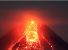 Impressionantes fluxos de lava do vulcão Mayon não entram em um raio de 6 km, custando a vida de 1.325 famílias.
