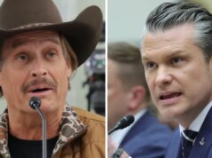 Pete Hegseth e Kid Rock High Five e Fly Apache Helicopters no pré-show Hype Video for Freedom 250 Tour