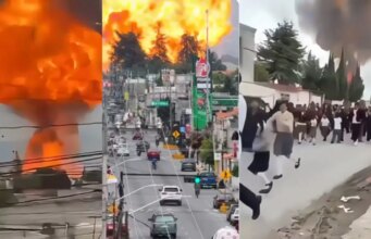 Um petroleiro roubado foge e explode de repente como uma bomba nuclear. Houve gritos da escola para o hospital.